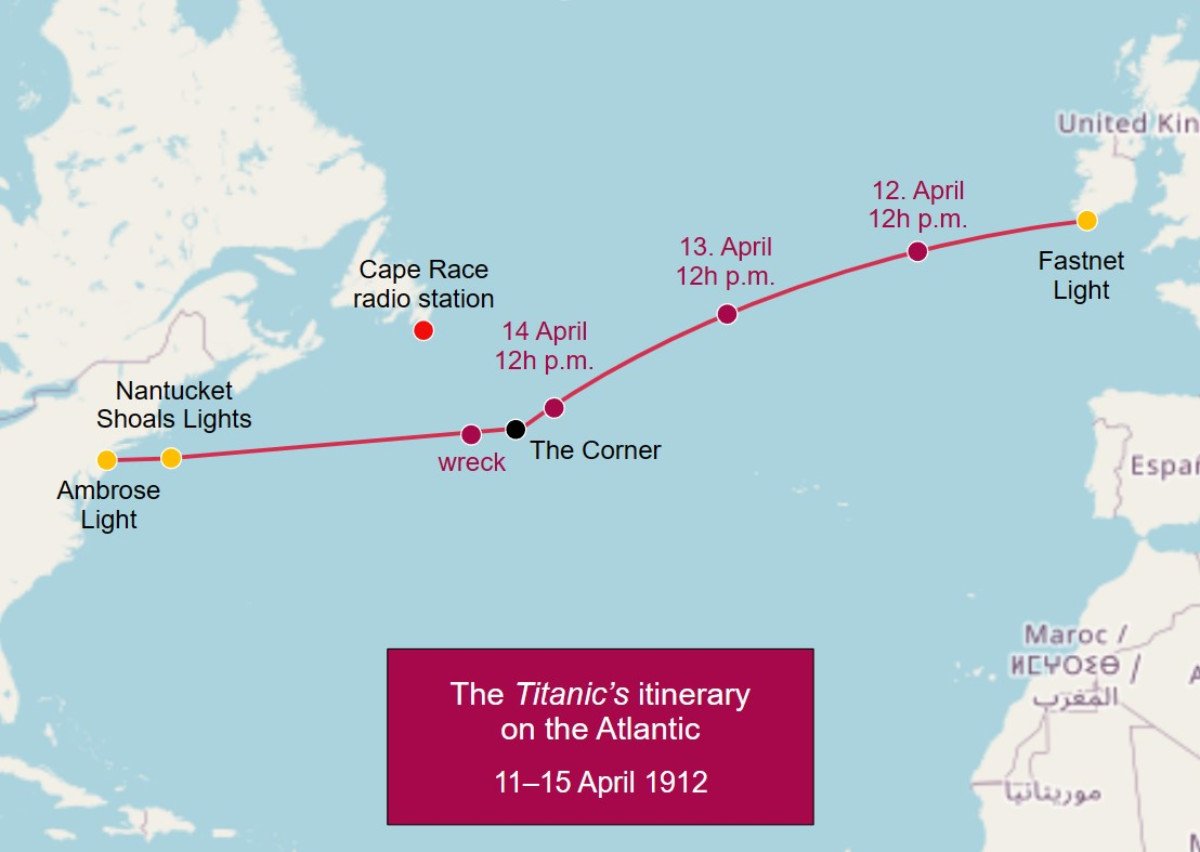 Titanic Wreck Location and Itinerary