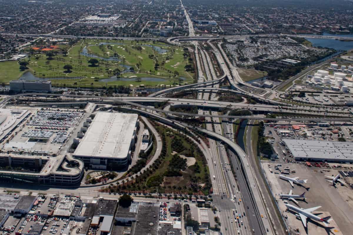 Miami airport aerial view